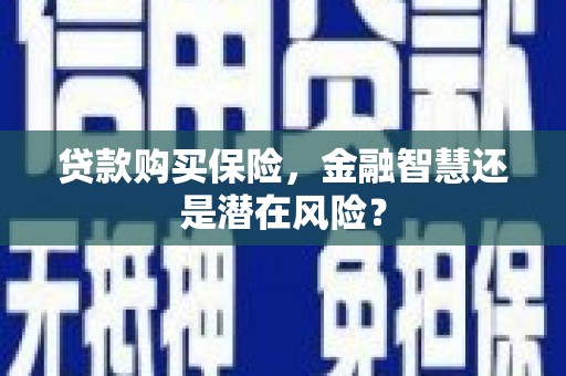 右江贷款购买保险，金融智慧还是潜在风险？