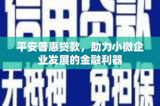 右江平安普惠贷款，助力小微企业发展的金融利器