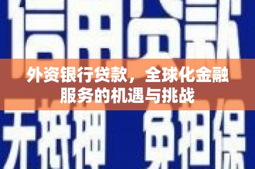 右江外资银行贷款，全球化金融服务的机遇与挑战