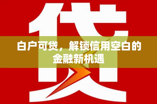 右江白户可贷，解锁信用空白的金融新机遇
