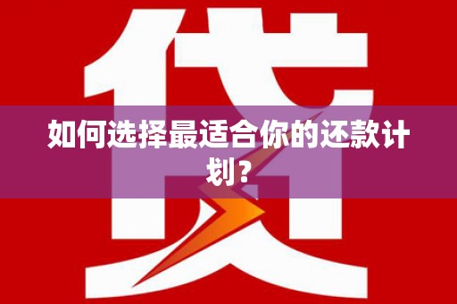 右江如何选择最适合你的还款计划？
